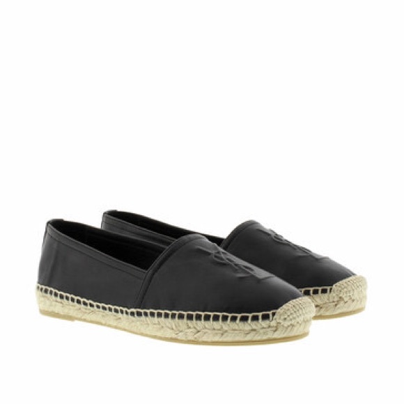 YSL BLACK LEATHER LOGO ESPADRILLE - Picture 2 of 3